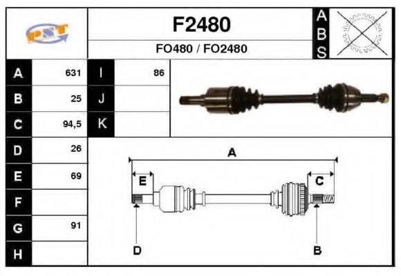 SNRA F2480 Drive Shaft